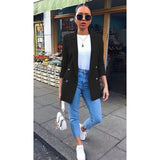 Autumn New Women Chic Blazer Buttons Design Fashion Office Lady Solid Color Long Sleeve Suit Coat Outerwear Tops Plus Size S-5XL