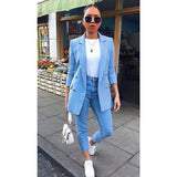 Autumn New Women Chic Blazer Buttons Design Fashion Office Lady Solid Color Long Sleeve Suit Coat Outerwear Tops Plus Size S-5XL
