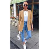 Autumn New Women Chic Blazer Buttons Design Fashion Office Lady Solid Color Long Sleeve Suit Coat Outerwear Tops Plus Size S-5XL