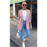 Autumn New Women Chic Blazer Buttons Design Fashion Office Lady Solid Color Long Sleeve Suit Coat Outerwear Tops Plus Size S-5XL