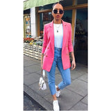 Autumn New Women Chic Blazer Buttons Design Fashion Office Lady Solid Color Long Sleeve Suit Coat Outerwear Tops Plus Size S-5XL