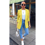 Autumn New Women Chic Blazer Buttons Design Fashion Office Lady Solid Color Long Sleeve Suit Coat Outerwear Tops Plus Size S-5XL
