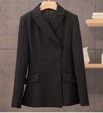 LouLan Queen Women's Fashion Office Runway Blazer Long Sleeve Double Breasted Jacket Designer Elegant Blazer Femme Ete