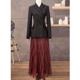 LouLan Queen Women's Fashion Office Runway Blazer Long Sleeve Double Breasted Jacket Designer Elegant Blazer Femme Ete