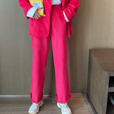 2020 Blazer Suit  Women High Waist Wide Leg Pants Casual Vintage Loose Coat Western Style Elegant Ladies Sets Streetwear